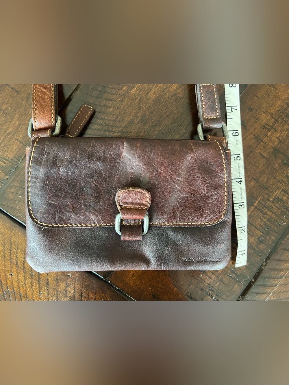 Jack Georges Leather Crossbody Bag Burgundy Messenger Purse Vintage Rustic